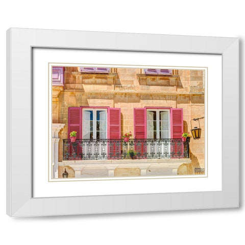 Traditional Maltese house in Mdina-Malta White Modern Wood Framed Art Print with Double Matting by Frank, Assaf