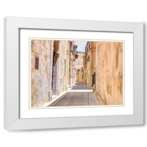 Narrow street of Mdina city-Malta White Modern Wood Framed Art Print with Double Matting by Frank, Assaf
