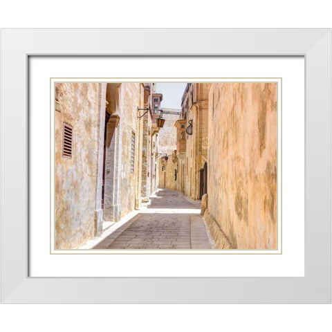 Narrow street of Mdina city-Malta White Modern Wood Framed Art Print with Double Matting by Frank, Assaf