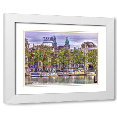 Amsterdam waterfront White Modern Wood Framed Art Print with Double Matting by Frank, Assaf