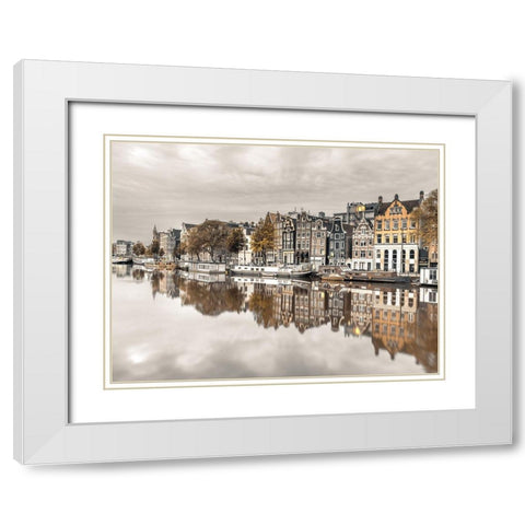Amsterdam-reflections White Modern Wood Framed Art Print with Double Matting by Frank, Assaf