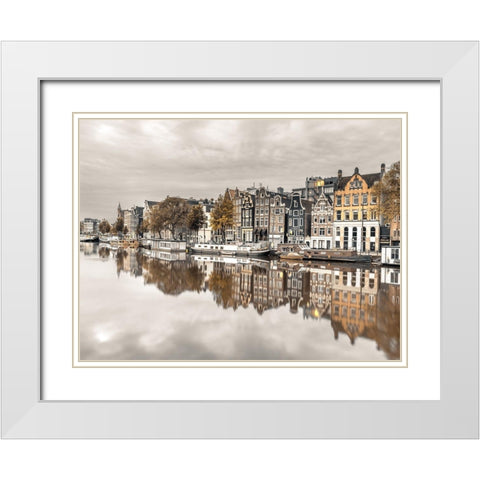 Amsterdam-reflections White Modern Wood Framed Art Print with Double Matting by Frank, Assaf