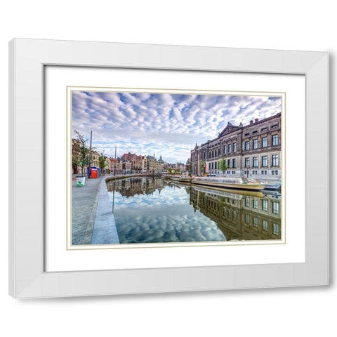 Amsterdam-reflections White Modern Wood Framed Art Print with Double Matting by Frank, Assaf