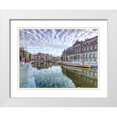 Amsterdam-reflections White Modern Wood Framed Art Print with Double Matting by Frank, Assaf