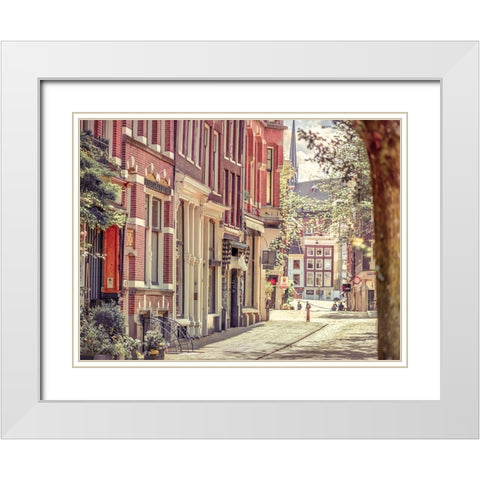 City street-Amsterdam White Modern Wood Framed Art Print with Double Matting by Frank, Assaf