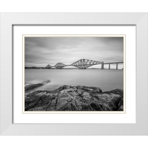 Forth Rail Bridge, Scotland White Modern Wood Framed Art Print with Double Matting by Frank, Assaf