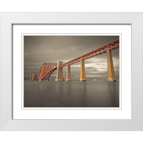 Forth Rail Bridge, Scotland, FTBR-1923 White Modern Wood Framed Art Print with Double Matting by Frank, Assaf