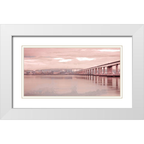 Tay Road Bridge over river Tay-Dundee-Scotland White Modern Wood Framed Art Print with Double Matting by Frank, Assaf