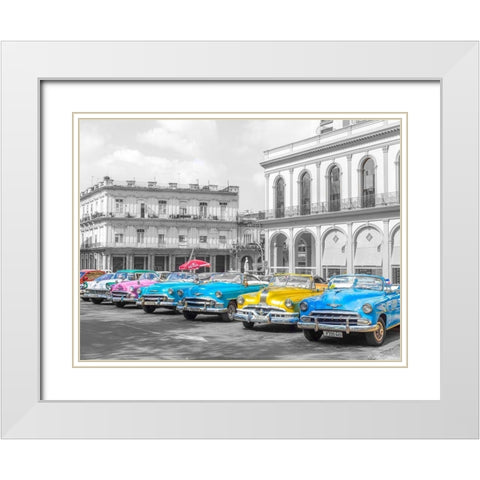 Vintage cars in Havava White Modern Wood Framed Art Print with Double Matting by Frank, Assaf