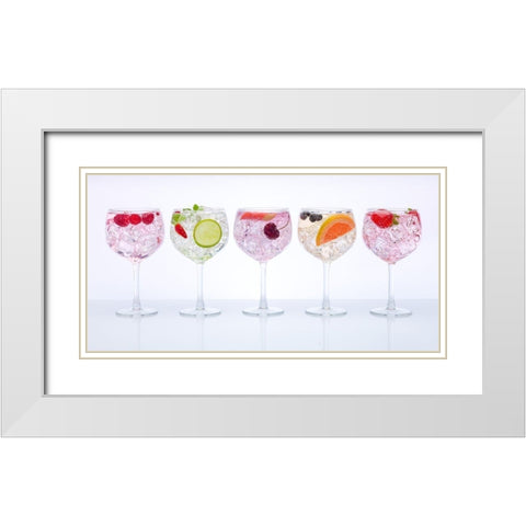 Different type of Gin glasses in a row White Modern Wood Framed Art Print with Double Matting by Frank, Assaf