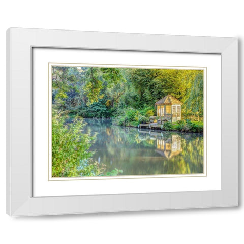 Gazebo by Basingstoke canal White Modern Wood Framed Art Print with Double Matting by Frank, Assaf