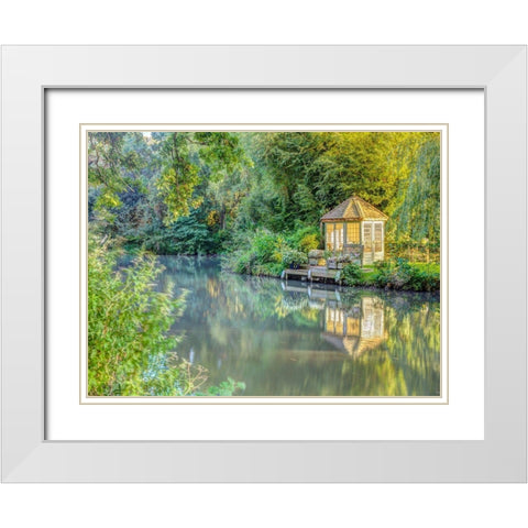Gazebo by Basingstoke canal White Modern Wood Framed Art Print with Double Matting by Frank, Assaf