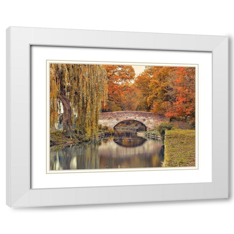 Bridge over a canal White Modern Wood Framed Art Print with Double Matting by Frank, Assaf