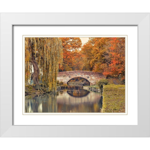 Bridge over a canal White Modern Wood Framed Art Print with Double Matting by Frank, Assaf