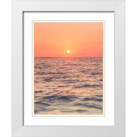 Sunset on the beach White Modern Wood Framed Art Print with Double Matting by Frank, Assaf