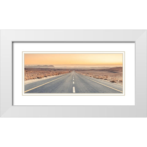 Desert road in Israel White Modern Wood Framed Art Print with Double Matting by Frank, Assaf