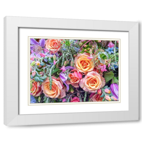 Roses and mixed flowers White Modern Wood Framed Art Print with Double Matting by Frank, Assaf