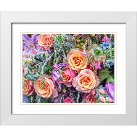 Roses and mixed flowers White Modern Wood Framed Art Print with Double Matting by Frank, Assaf