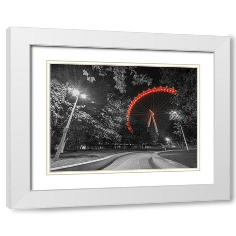 London eye at night White Modern Wood Framed Art Print with Double Matting by Frank, Assaf