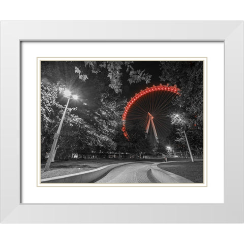 London eye at night White Modern Wood Framed Art Print with Double Matting by Frank, Assaf