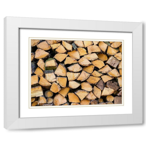 Wood logs White Modern Wood Framed Art Print with Double Matting by Frank, Assaf