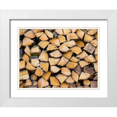 Wood logs White Modern Wood Framed Art Print with Double Matting by Frank, Assaf