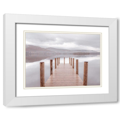 Derwentwater pier White Modern Wood Framed Art Print with Double Matting by Frank, Assaf