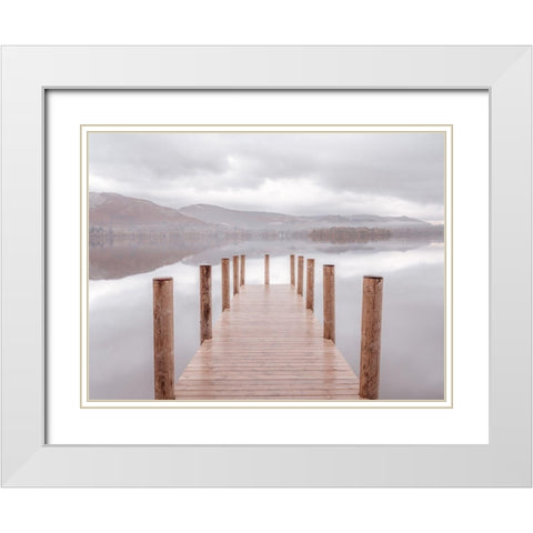 Derwentwater pier White Modern Wood Framed Art Print with Double Matting by Frank, Assaf