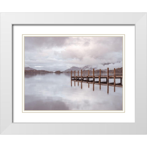 Derwentwater pier White Modern Wood Framed Art Print with Double Matting by Frank, Assaf