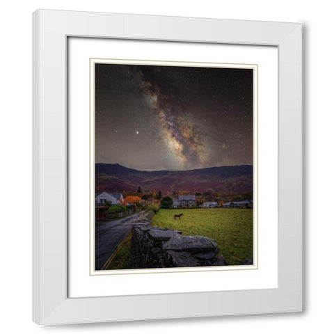 Horse under the stras, Grange, Borrowdale,-District White Modern Wood Framed Art Print with Double Matting by Frank, Assaf