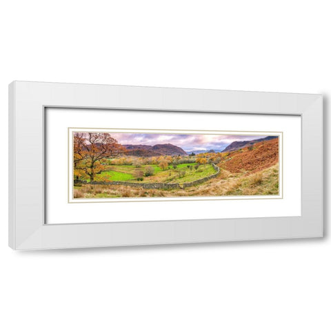 Panorama of lake district White Modern Wood Framed Art Print with Double Matting by Frank, Assaf