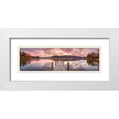 Derwentwater pier White Modern Wood Framed Art Print with Double Matting by Frank, Assaf