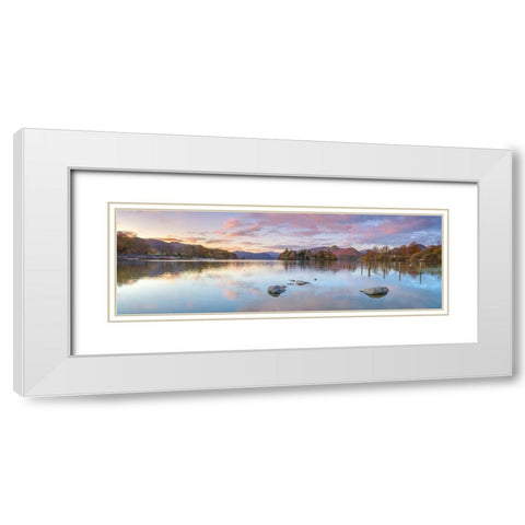 Lake surrounded by mountains White Modern Wood Framed Art Print with Double Matting by Frank, Assaf