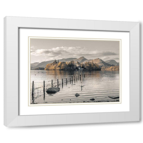 Morning at Derwent island-Derwentwater White Modern Wood Framed Art Print with Double Matting by Frank, Assaf