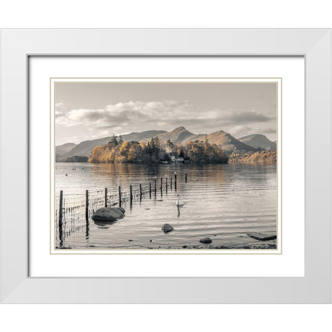 Morning at Derwent island-Derwentwater White Modern Wood Framed Art Print with Double Matting by Frank, Assaf