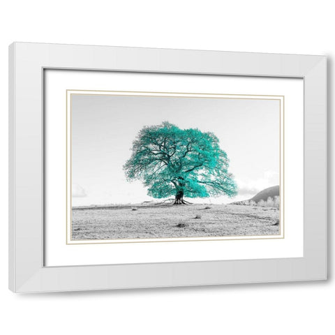 Tree on a hill White Modern Wood Framed Art Print with Double Matting by Frank, Assaf