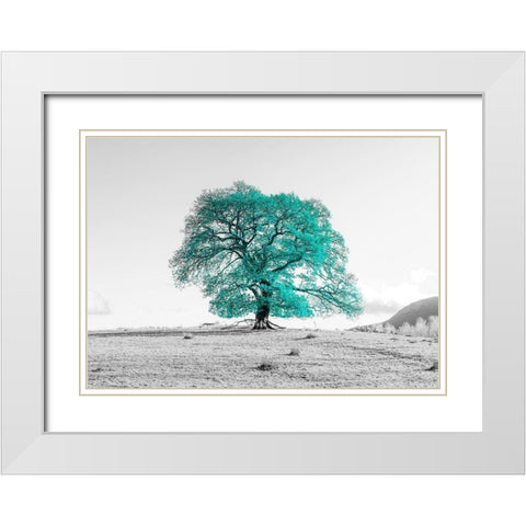 Tree on a hill White Modern Wood Framed Art Print with Double Matting by Frank, Assaf
