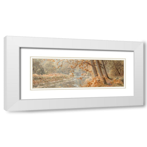 Canal through a forest White Modern Wood Framed Art Print with Double Matting by Frank, Assaf