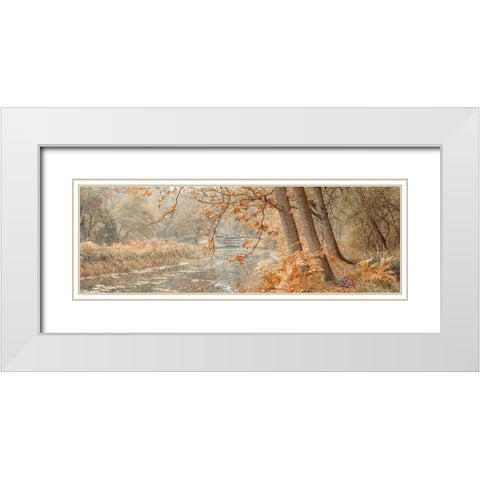 Canal through a forest White Modern Wood Framed Art Print with Double Matting by Frank, Assaf