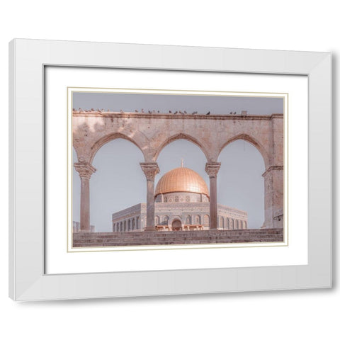 Al-Aqsa Mosque-Jerusalem White Modern Wood Framed Art Print with Double Matting by Frank, Assaf