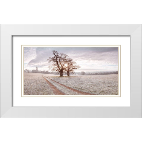 Dirt road through a meadow White Modern Wood Framed Art Print with Double Matting by Frank, Assaf
