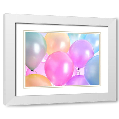 Multi coloured ballons White Modern Wood Framed Art Print with Double Matting by Frank, Assaf