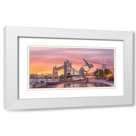 Tower Bridge at sunset, London White Modern Wood Framed Art Print with Double Matting by Frank, Assaf