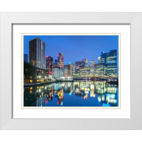 City of-reflection White Modern Wood Framed Art Print with Double Matting by Frank, Assaf