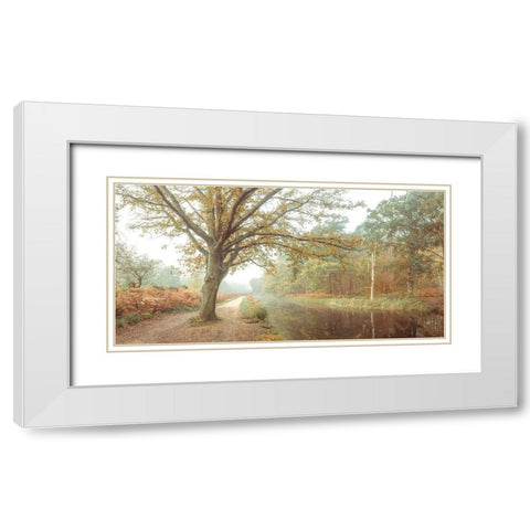 Canal on a autumn day White Modern Wood Framed Art Print with Double Matting by Frank, Assaf