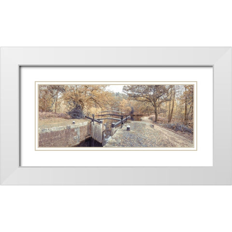 Canal lock White Modern Wood Framed Art Print with Double Matting by Frank, Assaf