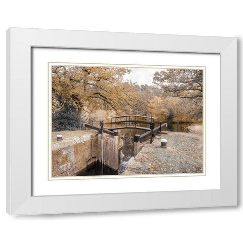 Canal lock White Modern Wood Framed Art Print with Double Matting by Frank, Assaf