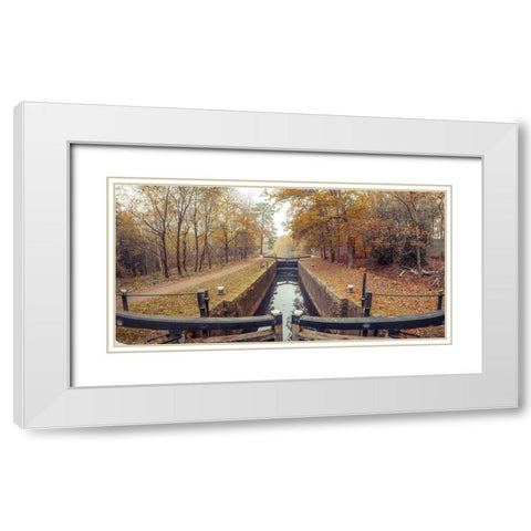Canal through forest White Modern Wood Framed Art Print with Double Matting by Frank, Assaf