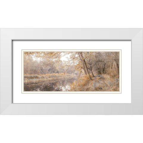 Canal through forest White Modern Wood Framed Art Print with Double Matting by Frank, Assaf