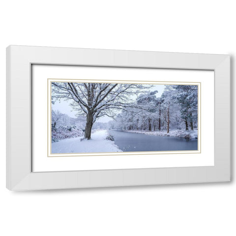 Canal through forest White Modern Wood Framed Art Print with Double Matting by Frank, Assaf